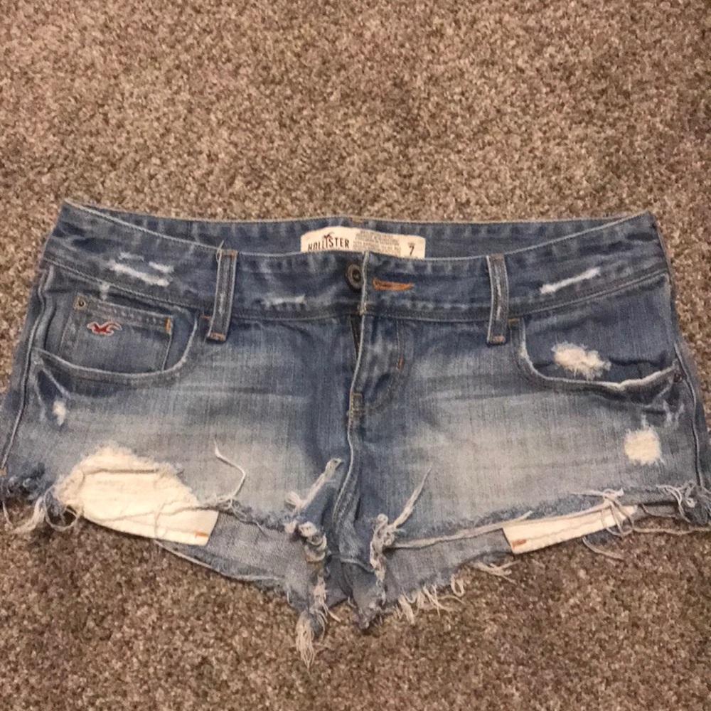 Hollister distressed jean shorts.